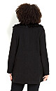 Faux Fur Collar Coat - black