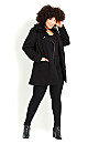 Faux Fur Collar Coat - black