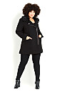 Faux Fur Collar Coat - black