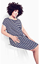 Plus Size Summer Day Stripe Dress - navy