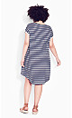 Plus Size Summer Day Stripe Dress - navy