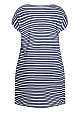 Plus Size Summer Day Stripe Dress - navy