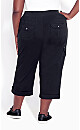 Plus Size Cotton Roll Up Capri - black