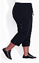 Plus Size Cotton Roll Up Capri - black