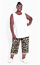 Plus Size Cotton Roll Up Capri - camo