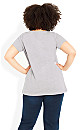 Plus Size Gathered V Neck Grey Cotton Top