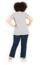 Plus Size Gathered V Neck Grey Cotton Top