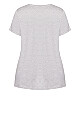 Plus Size Gathered V Neck Cotton Top - grey