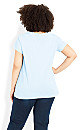 Plus Size Gathered V Neck Cotton Top - pale blue