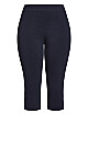 Plus Size Super Stretch Split Hem Capri - Navy