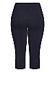 Plus Size Super Stretch Split Hem Capri - Navy