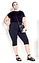 Plus Size Gracie Eyelet Capri - Navy