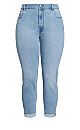 Plus Size Stretch Girlfriend Light Wash Jean Average Length