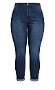 Plus Size Stretch Girlfriend Mid Wash Jean Average Length