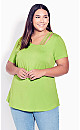 Plus Size V Cut Out Top - Chartreuse