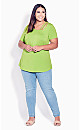 Plus Size V Cut Out Top - Chartreuse