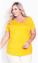 Plus Size V Cut Out Top - marigold