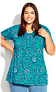 Love Me Print Top - teal paisley