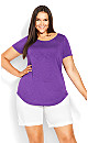 Plus Size Slub Short Sleeve Purple Tee