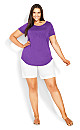 Plus Size Slub Short Sleeve Purple Tee