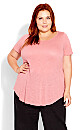 Plus Size Slub Short Sleeve Tee - Rose