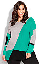 Karla Colourblock Sweater - emerald