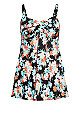 Twist Print Swim Dress - black