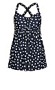 Flared Print Swim Dress - navy spot