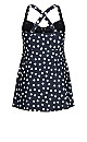 Flared Print Swim Dress - navy spot