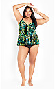 Plus Size Flyaway Print Tankini