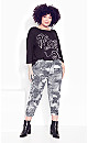 Ellis Zip Print Pant - mono