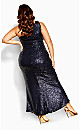 Athena Navy Sequin One Shoulder Maxi Dress