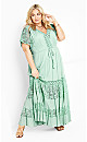 Raven Lace Embroidered Maxi Dress- Mint