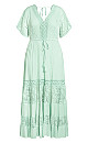 Raven Lace Embroidered Maxi Dress- Mint