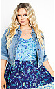 Plus Size 3 Tier Print Dress - Blues