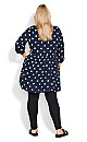 Plus Size Gathered Waist Tunic - navy spot