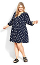 Plus Size Gathered Waist Tunic - navy spot