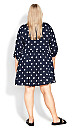 Plus Size Gathered Waist Tunic - navy spot