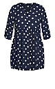 Plus Size Gathered Waist Tunic - navy spot