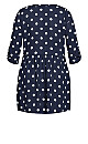 Plus Size Gathered Waist Tunic - navy spot