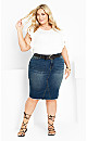 Plus Size Denim Stretch Skirt - medium wash