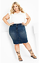 Plus Size Denim Stretch Skirt - medium wash