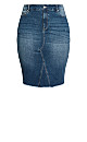 Plus Size Denim Stretch Skirt - medium wash