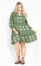 Lady Luxe Embroidered Dress - moss