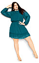 Plus Size Dobby Tiered Dress - teal