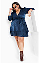 Twisted Ruffle Dress - navy