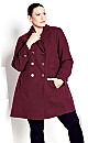 Plus Size Military Coat - berry