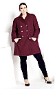 Plus Size Military Coat - berry