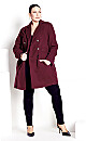 Plus Size Military Coat - berry