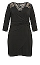 Plus Size Deanna Wrap Lace Dress - black